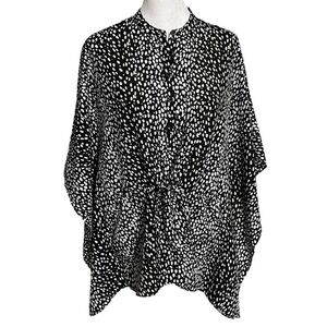MICHAEL Kors Button Up Kimono/Poncho w/ Belt Black & White Top Women’s (Sz P /S)